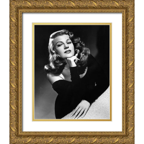 Rita Hayworth Gilda 1946 Gold Ornate Wood Framed Art Print with Double Matting by Unknown