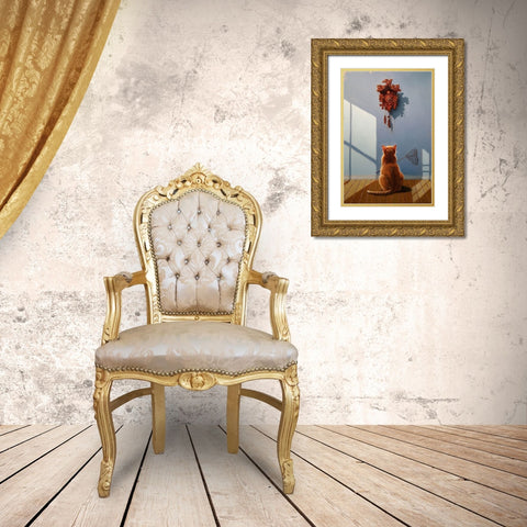 A Timely Lunch Gold Ornate Wood Framed Art Print with Double Matting by Heffernan, Lucia