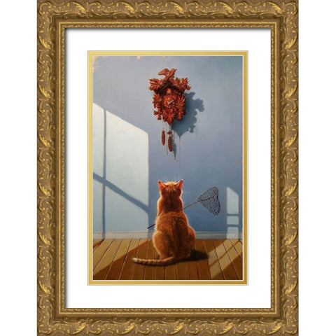 A Timely Lunch Gold Ornate Wood Framed Art Print with Double Matting by Heffernan, Lucia