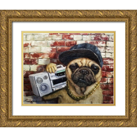 Who Let The Dogs Out Gold Ornate Wood Framed Art Print with Double Matting by Heffernan, Lucia