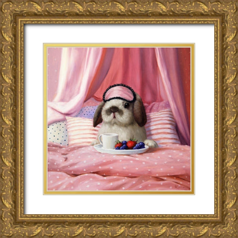 Breakfast In Bed Gold Ornate Wood Framed Art Print with Double Matting by Heffernan, Lucia