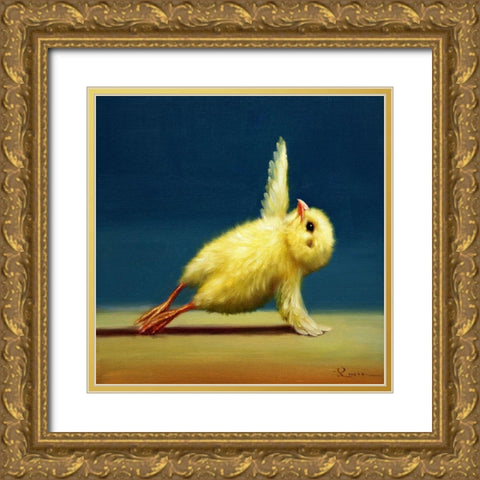 Yoga Chick Side Plank Gold Ornate Wood Framed Art Print with Double Matting by Heffernan, Lucia