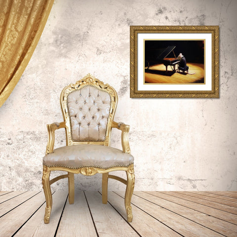 Little Pianist Gold Ornate Wood Framed Art Print with Double Matting by Heffernan, Lucia