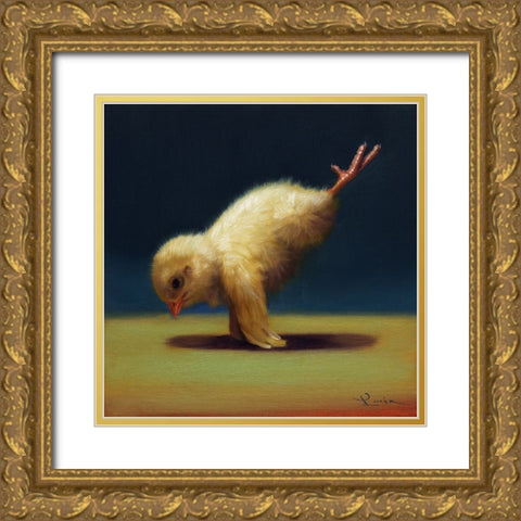 Yoga Chick Peacock Gold Ornate Wood Framed Art Print with Double Matting by Heffernan, Lucia