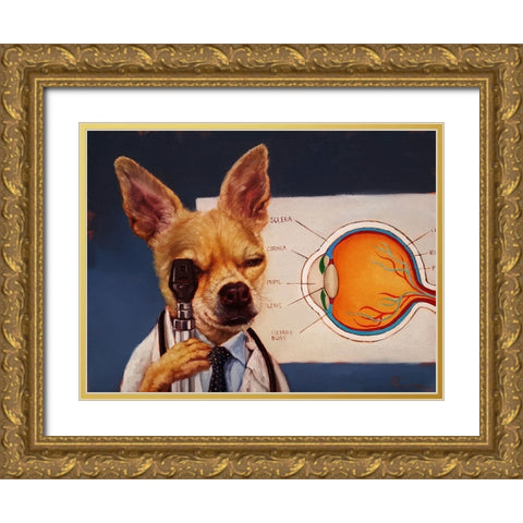 Seeing Eye Dog Gold Ornate Wood Framed Art Print with Double Matting by Heffernan, Lucia