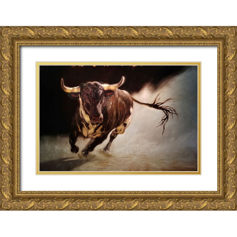 El Toro 2 Gold Ornate Wood Framed Art Print with Double Matting by Heffernan, Lucia