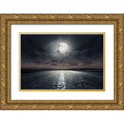 Moon Gold Ornate Wood Framed Art Print with Double Matting by PhotoINC Studio