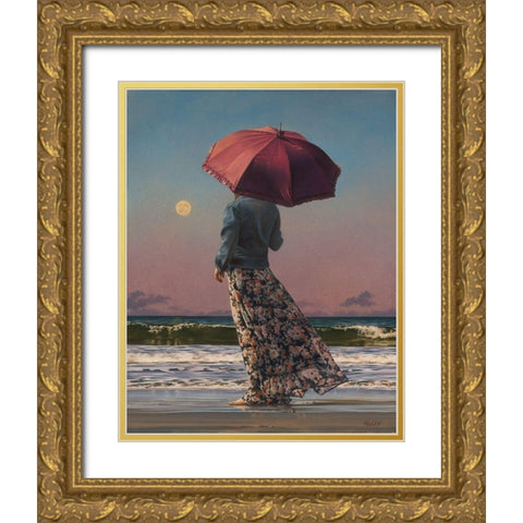Romancing The Moon Gold Ornate Wood Framed Art Print with Double Matting by Kelley, Paul