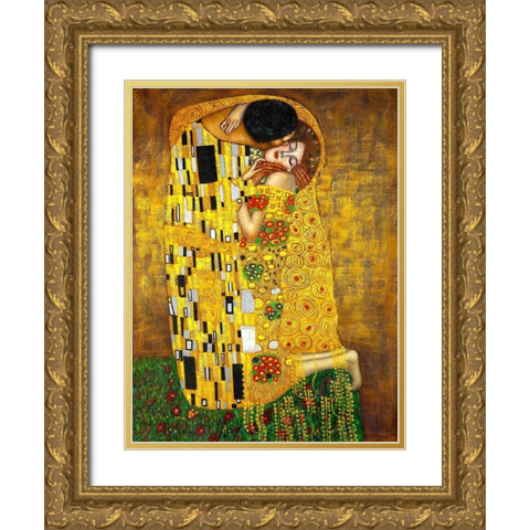 The Kiss Gold Ornate Wood Framed Art Print with Double Matting by Klimt, Gustav