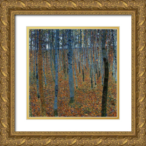 Beech Grove I Gold Ornate Wood Framed Art Print with Double Matting by Klimt, Gustav
