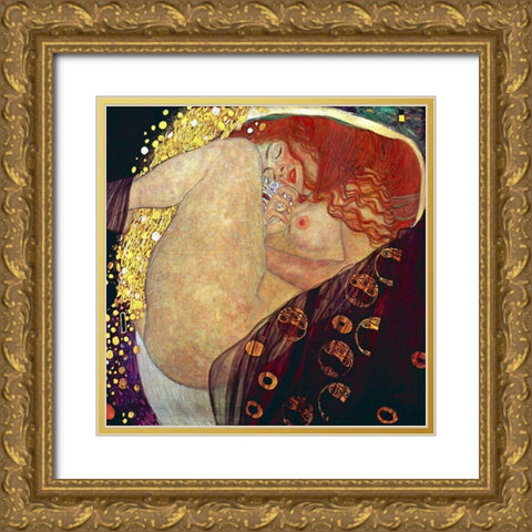 Danae, 1907-1908 Gold Ornate Wood Framed Art Print with Double Matting by Klimt, Gustav