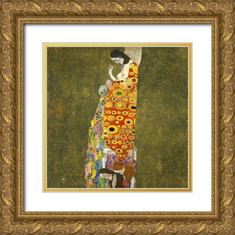 Hope II, 1907-1908 Gold Ornate Wood Framed Art Print with Double Matting by Klimt, Gustav