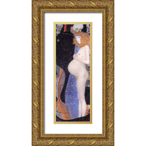 The Hope I Gold Ornate Wood Framed Art Print with Double Matting by Klimt, Gustav