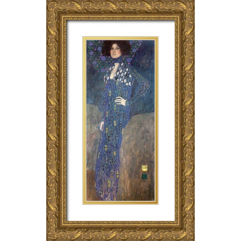 Portrait of Emilie Floge Gold Ornate Wood Framed Art Print with Double Matting by Klimt, Gustav