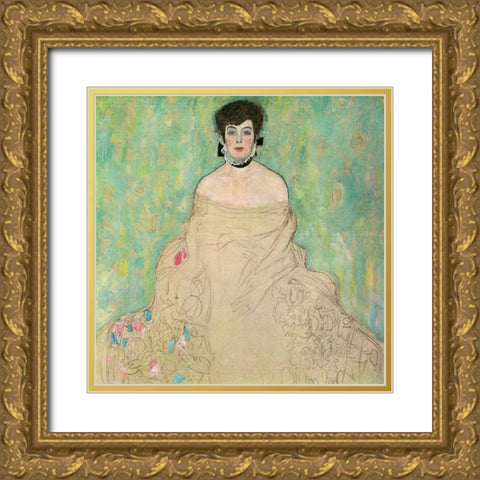 Portrait of Amalie Zuckerkandl, 1917-1918 Gold Ornate Wood Framed Art Print with Double Matting by Klimt, Gustav