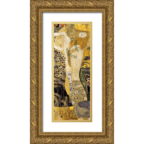 Water Serpents I Gold Ornate Wood Framed Art Print with Double Matting by Klimt, Gustav