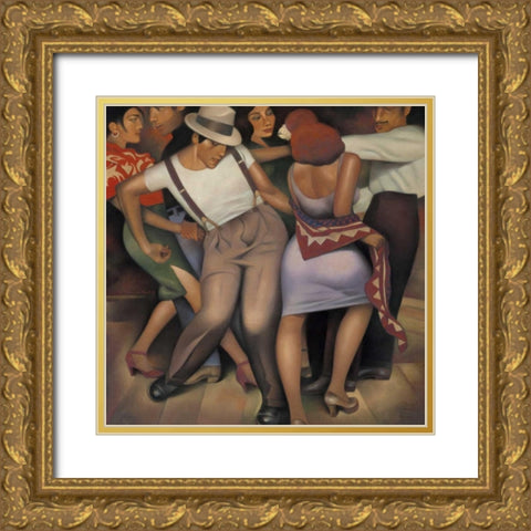 Latino Jazz Gold Ornate Wood Framed Art Print with Double Matting by Kelley, Gary