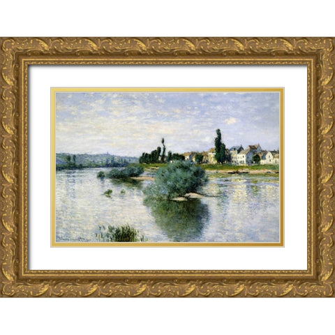The Seine at Lavacourt Gold Ornate Wood Framed Art Print with Double Matting by Monet, Claude
