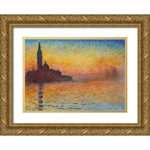 Saint-Georges majeur au cr puscule Gold Ornate Wood Framed Art Print with Double Matting by Monet, Claude