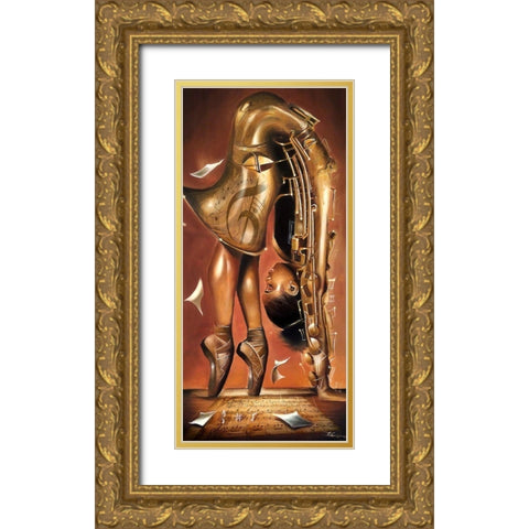 Balletic Tune Gold Ornate Wood Framed Art Print with Double Matting by Muhammad, Salaam