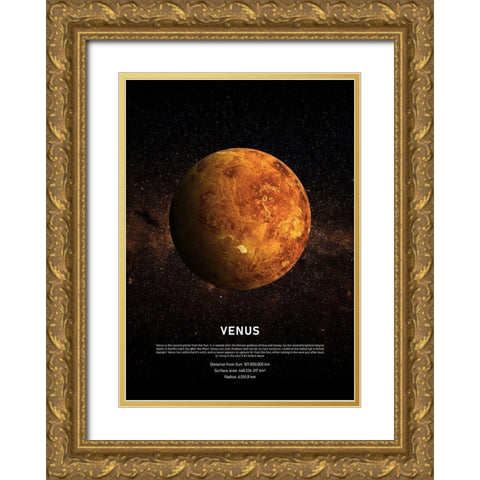 Venus Gold Ornate Wood Framed Art Print with Double Matting by Design Fabrikken