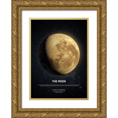 The Moon Gold Ornate Wood Framed Art Print with Double Matting by Design Fabrikken