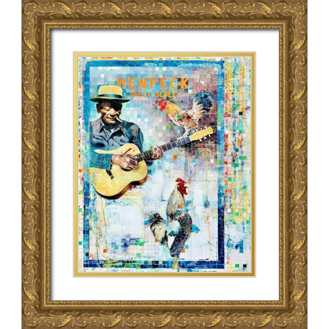 Hen Peck Gold Ornate Wood Framed Art Print with Double Matting by Anderson, Noland