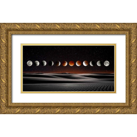 Blood Moon Eclipse Gold Ornate Wood Framed Art Print with Double Matting by ODell, Dale