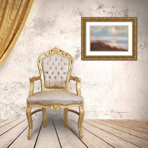 Sailboat Breezeway Gold Ornate Wood Framed Art Print with Double Matting by Romanello, Diane