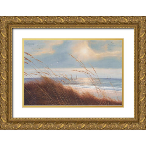 Sailboat Breezeway Gold Ornate Wood Framed Art Print with Double Matting by Romanello, Diane