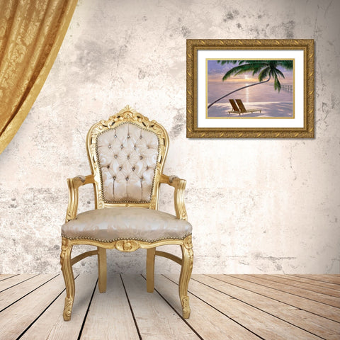 Chaise for Two Gold Ornate Wood Framed Art Print with Double Matting by Romanello, Diane