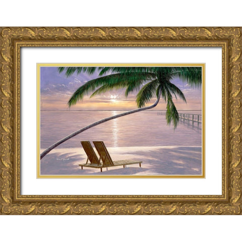 Chaise for Two Gold Ornate Wood Framed Art Print with Double Matting by Romanello, Diane