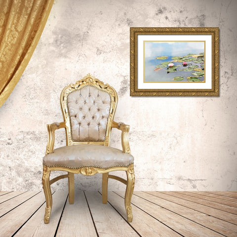 MonetÃÂs Garden Gold Ornate Wood Framed Art Print with Double Matting by Ryan, Brooke T.