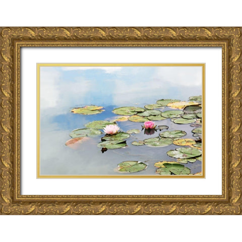 MonetÃÂs Garden Gold Ornate Wood Framed Art Print with Double Matting by Ryan, Brooke T.