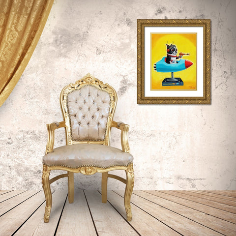Rocket Yellow Gold Ornate Wood Framed Art Print with Double Matting by Rubenacker, Brian