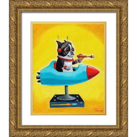 Rocket Yellow Gold Ornate Wood Framed Art Print with Double Matting by Rubenacker, Brian