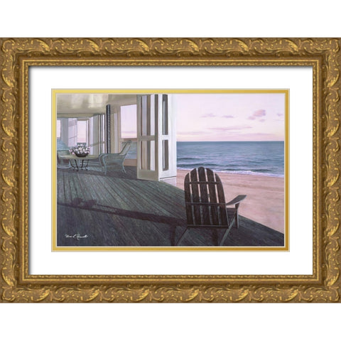 Beach House Gold Ornate Wood Framed Art Print with Double Matting by Romanello, Diane