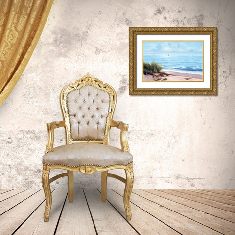 Sandpiper Beach Gold Ornate Wood Framed Art Print with Double Matting by Romanello, Diane