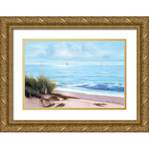Sandpiper Beach Gold Ornate Wood Framed Art Print with Double Matting by Romanello, Diane