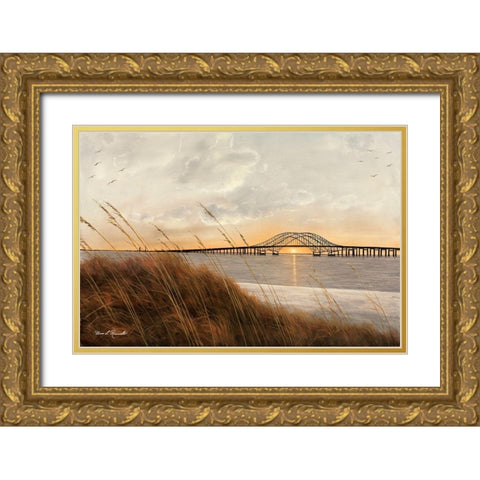 View of Captree Bridge Gold Ornate Wood Framed Art Print with Double Matting by Romanello, Diane