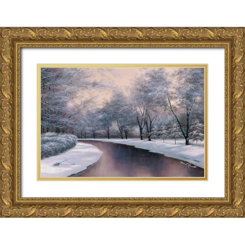 Winter Sunlight Gold Ornate Wood Framed Art Print with Double Matting by Romanello, Diane