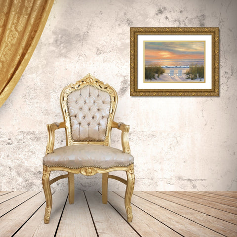 Paradise Sunset Gold Ornate Wood Framed Art Print with Double Matting by Romanello, Diane