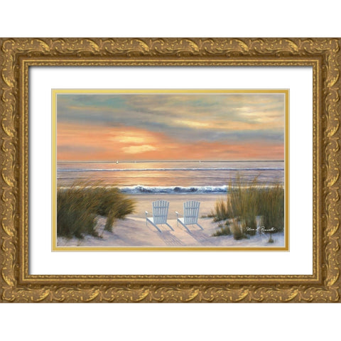 Paradise Sunset Gold Ornate Wood Framed Art Print with Double Matting by Romanello, Diane