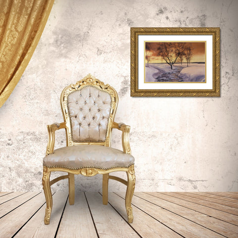 Amber Ice Gold Ornate Wood Framed Art Print with Double Matting by Romanello, Diane