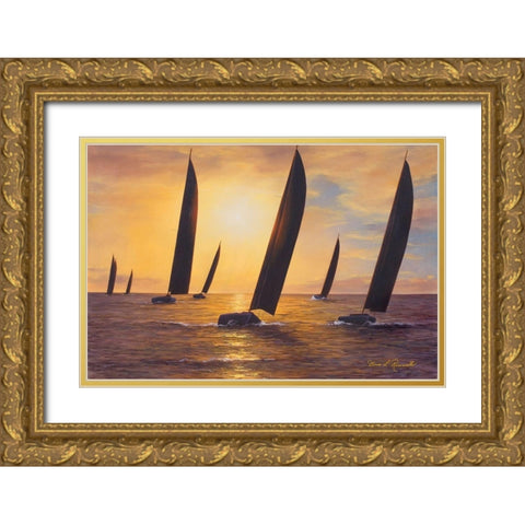Into the Sunset Gold Ornate Wood Framed Art Print with Double Matting by Romanello, Diane