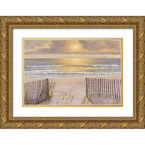 Beach Light Gold Ornate Wood Framed Art Print with Double Matting by Romanello, Diane
