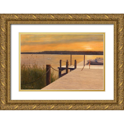 Waterways Gold Ornate Wood Framed Art Print with Double Matting by Romanello, Diane