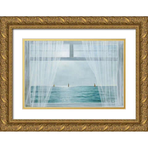 Morning View Gold Ornate Wood Framed Art Print with Double Matting by Romanello, Diane