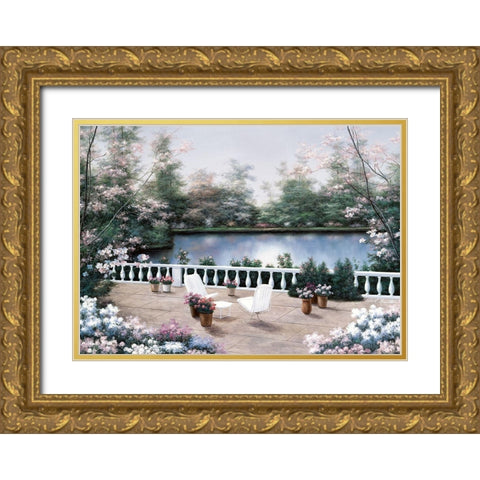 Terrace View Gold Ornate Wood Framed Art Print with Double Matting by Romanello, Diane