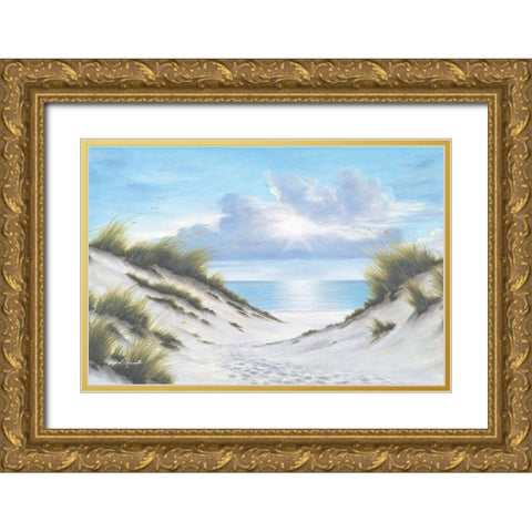 Sand and Sea Gold Ornate Wood Framed Art Print with Double Matting by Romanello, Diane